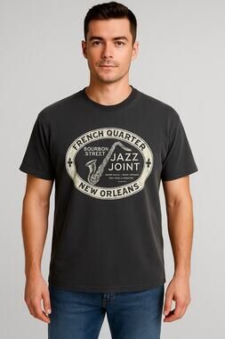 Alstyle Apparel & Activewear Mens L Gray TShirt Bourbon St Jazz Joint